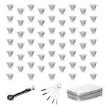 60 Pieces 1/2 Inch Stainless Steel Mesh Clean Screens with Tapered Design, 0.5 Inch Size, Along with a 3-in-1 Cleaning Tool, Brush, and Stainless Steel Storage Box