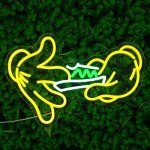 LULANMP Holding Neon Sign for Wall Decor Glove Neon Light Green Leaf LED Neon Sign for Bedroom Living Room Shop Mall Supermarket Bar Man Cave Decoration(16.7"*11")
