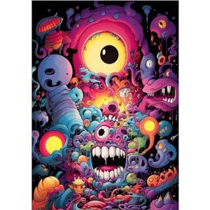 koemhxb Trippy Diamond Painting Kits for Adults-Eye Diamond Art Kits for Adults Beginner, Cartoon Gem Art Kits for Gift Home Wall Decor(12x16inch)