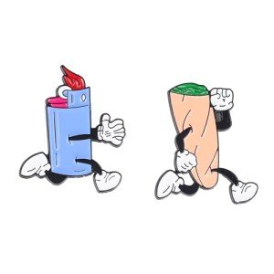 Set Of 2 Pcs Stoner Lapel Pin, Blunt And Lighter Pin Set, Funny Gift For Marijuana Lover 420 Stoner, 2 Pcs Weed Cannabis Brooches, Weed Smoker Badge Brooch, Smoking Marijuana Jewelry Accessories