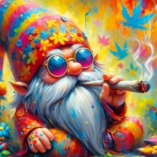 DIYCYCY Gnome 5D Diamond Painting Kits for Beginners,DIY Round Diamond Art Kits for Adults,Full Drill Diamond Dots Paintings Picture Gem Art for Adults Craft Home Wall Decor 13.78x13.78in