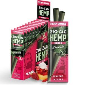 ZIG-ZAG Natural Infused Cones - Pink - 2 Cones Per Pack, 15 Pack Carton, Prerolled