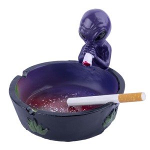 5.12" Outdoor Ashtray, Ash tray for Cigarettes and Cigars, Home Ashtray, Alien Fantasy Ashtray Decor for Home Office, Ornament Present (Purple)