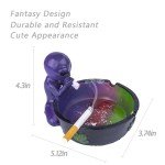 5.12" Outdoor Ashtray, Ash tray for Cigarettes and Cigars, Home Ashtray, Alien Fantasy Ashtray Decor for Home Office, Ornament Present (Purple)