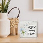 Some See a Weed Others See a Wish Wood Box Sign Home Decor Rustic Spring Quote Wooden Box Sign Block Plaque for Wall Tabletop Desk Home Decoration