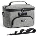 OZCHIN Large Storage Box with Combination Lock, Carbon Lining Locking Bag Durable Storage Cases Stylish and Portable Travel Bag Organizer Lockable Box, Great Gifts for Father's Day(Grey)