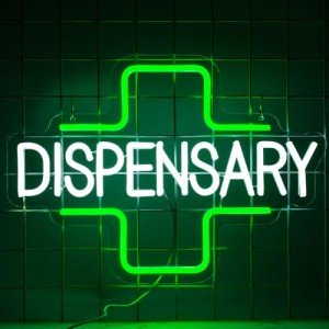 AUGELRE Dispensary Neon Sign, Green Cross Neon Signs for Wall Decor, Dimmable Led Signs for Shop, Light Up Signs for Bedroom Home Store Man Cave Club Pub Party Decorations