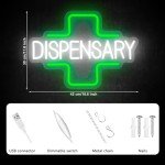 AUGELRE Dispensary Neon Sign, Green Cross Neon Signs for Wall Decor, Dimmable Led Signs for Shop, Light Up Signs for Bedroom Home Store Man Cave Club Pub Party Decorations