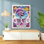 Skull Diamond Art Kits for Adults, Skeleton Diamond Painting Kits for Adults, The IDGAF 5D DIY Paint by Diamond Round Full Drill Home Wall Decor Gift 12x16In
