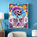Skull Diamond Art Kits for Adults, Skeleton Diamond Painting Kits for Adults, The IDGAF 5D DIY Paint by Diamond Round Full Drill Home Wall Decor Gift 12x16In