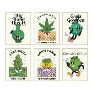 BigWig Prints Marijuana Posters - Classic Reefer Madness Art, Cannabis Culture Decor, Retro Stoner Wall Art, Funny 420 Room Decorations, Propaganda Style Weed Artwork - Unframed Set of 6 (8x10)