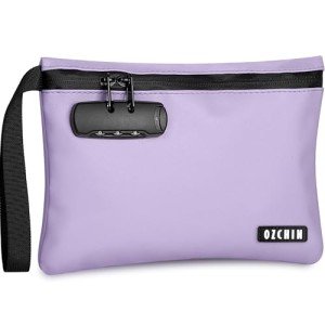 OZCHIN Smell Proof Bag with Combination Lock 10 X 7 inchs Locking Bag PU Leather Waterproof Lockable Case Great Gift Ideal