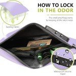 OZCHIN Smell Proof Bag with Combination Lock 10 X 7 inchs Locking Bag PU Leather Waterproof Lockable Case Great Gift Ideal
