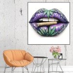 CHWGLFGG 5D Diamond Art Kits for Adults Beginners, Purple Lip Smoking Diamond Painting Kits, DIY Full Round Drill Paint by Diamonds Dot Gem Art for Adults, Home Wall Decor 13.7X 13.7 Inch