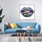 CHWGLFGG 5D Diamond Art Kits for Adults Beginners, Purple Lip Smoking Diamond Painting Kits, DIY Full Round Drill Paint by Diamonds Dot Gem Art for Adults, Home Wall Decor 13.7X 13.7 Inch