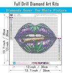 CHWGLFGG 5D Diamond Art Kits for Adults Beginners, Purple Lip Smoking Diamond Painting Kits, DIY Full Round Drill Paint by Diamonds Dot Gem Art for Adults, Home Wall Decor 13.7X 13.7 Inch