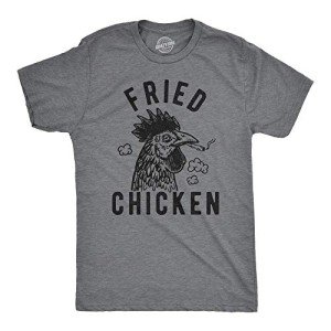 Mens Fried Chicken T Shirt Funny 420 Marijuana Graphic Novelty Tee Funny T Shirts 420 Apparel for Men Cool Food Short Sleeve Novelty Tees for Guys Dark Grey 3XL