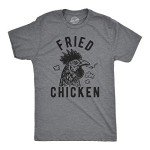 Mens Fried Chicken T Shirt Funny 420 Marijuana Graphic Novelty Tee Funny T Shirts 420 Apparel for Men Cool Food Short Sleeve Novelty Tees for Guys Dark Grey 3XL
