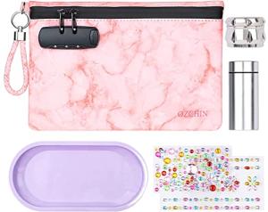 OZCHIN Smell Proof Bag with Combination Lock Great Gift Sets For Women Certificates Organizer PU Leather Lock Bag Travel Storage Case 10 x 7 inches