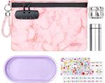 OZCHIN Smell Proof Bag with Combination Lock Great Gift Sets For Women Certificates Organizer PU Leather Lock Bag Travel Storage Case 10 x 7 inches