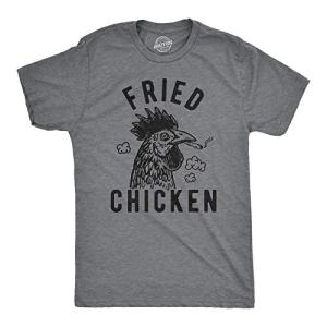 Mens Fried Chicken T Shirt Funny 420 Marijuana Graphic Novelty Tee Funny T Shirts 420 Apparel for Men Cool Food Short Sleeve Novelty Tees for Guys Dark Grey L