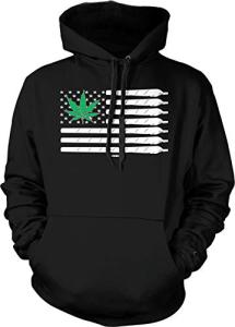 Tcombo Marijuana American Flag - USA Weed Unisex Hoodie Sweatshirt (Black, XX-Large)