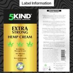 5kind Extra Strong Hemp Cream 3.4 fl oz- Maximum Strength - Natural Soothing Relief Joint Cream - Muscle Rub for Lower Back, Joints, Neck, Knees & Shoulders