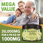 RANDEX 30000MG Organic Hemp Cream, Natural for Sore Muscles, Stiff Joints, and Aching Knees, Shoulders, or Body, Extra Strength