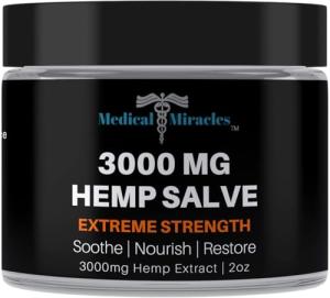 Medical Miracles Hemp 3000 Mg Extreme Strength Hemp Salve : Ideal for Hips, Joints, Neck, Back, Elbows, Fingers, Hands, and Knees Made in USA