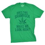 Mens Does This Shamrock Make Me Look High T Shirt Funny Saint Patricks 420 Tee Funny T Shirts Saint Patrick's Day Apparel for Men Cool 420 Short Sleeve Green - S