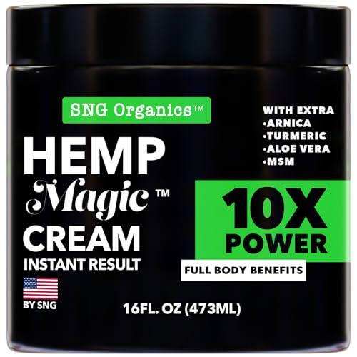 Hemp Cream Maximum Strength (16oz) Hemp Oil & Arnica, Soothes Discomfort on Joint Muscle Shoulder Hip Neck Knee & Back Support. All Soothing Cream. Instant Menthol Rub