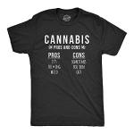 Mens Cannabis Pros and Cons T Shirt Funny Weed 420 Stoner Graphic Novelty Tee Funny T Shirts 420 Apparel for Men Novelty Tees for Guys Black XL