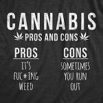 Mens Cannabis Pros and Cons T Shirt Funny Weed 420 Stoner Graphic Novelty Tee Funny T Shirts 420 Apparel for Men Novelty Tees for Guys Black XL
