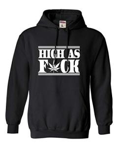 Go All Out 4X-Large Black Mens High As Fuck Marijuana Lovers Sweatshirt Hoodie