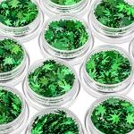 Maitys 12 Boxes Green Weed Leaf Glitter Nails Sequin Plant Pot Leaf Sequin Nail Design Decoration Marijuana Foliage Glitter for DIY Face Body Arts & Crafts Festival Manicure Accessories Supplies
