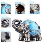 Stand Elephant Decorative Windproof Ashtray with Lid for Cigarettes Metal Portable Cigar Ashtray Odor Eliminator Indoor outdoor Hand Carved Fancy Gift ornament for Men Women (Light Blue)