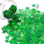 Maitys 12 Boxes Green Weed Leaf Glitter Nails Sequin Plant Pot Leaf Sequin Nail Design Decoration Marijuana Foliage Glitter for DIY Face Body Arts & Crafts Festival Manicure Accessories Supplies