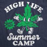 Mens High Life Summer Camp Funny T Shirts Sarcastic 420 Graphic Tee for Men Funny T Shirts 420 Apparel for Men Cool Camping Short Sleeve Novelty Tees for Navy - L