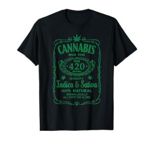Cannabis High Time Old 420 Quality Indica & Sativa Weed Tee T-Shirt