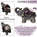 Gusnilo Elephant Ashtray with Lid - Windproof Metal Ashtray for Outdoor & Indoor Use, Practical Vintage Decoration - Purple