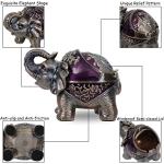 Gusnilo Elephant Ashtray with Lid - Windproof Metal Ashtray for Outdoor & Indoor Use, Practical Vintage Decoration - Purple