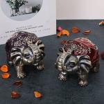 Gusnilo Elephant Ashtray with Lid - Windproof Metal Ashtray for Outdoor & Indoor Use, Practical Vintage Decoration - Purple