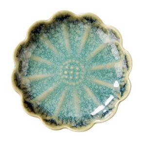 Lotus Ring Holder Dish Small Indoor Ash Tray, Ceramic Dessert Plate Trinket Jewelry Holder Organizing Necklace Earrings for Parents Friends Sister, Deep Green. All Jewelries Are NOT Included.