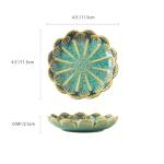 Lotus Ring Holder Dish Small Indoor Ash Tray, Ceramic Dessert Plate Trinket Jewelry Holder Organizing Necklace Earrings for Parents Friends Sister, Deep Green. All Jewelries Are NOT Included.