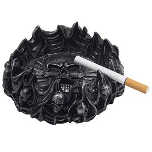 Decorative Skulls and Crossbones in Flames Ashtray for Spooky Skeleton Halloween Decorations or Medieval Art Figurines & Gothic Home Decor As Scary Fantasy Gifts
