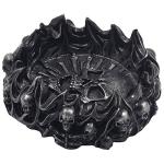 Decorative Skulls and Crossbones in Flames Ashtray for Spooky Skeleton Halloween Decorations or Medieval Art Figurines & Gothic Home Decor As Scary Fantasy Gifts