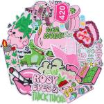 20PCS Pink Weed Iron on Patches, Kawaii Marijuana Embroidered Patches for Adults, Aesthetic Sew Patches for Backpacks Pants Clothes Jeans DIY Decoration