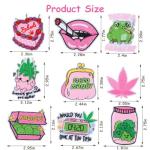 20PCS Pink Weed Iron on Patches, Kawaii Marijuana Embroidered Patches for Adults, Aesthetic Sew Patches for Backpacks Pants Clothes Jeans DIY Decoration