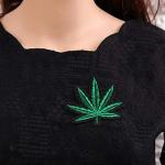 NUANNUAN 20 Pcs Pot Leaf Patches Embroidery Boho Weed Retro Applique Iron-on Patch Green Bud Plant Cute Badges Logos Ganja Marijuana Decal Sew On Fabric DIY Repair, for Backpack Jean Jacket Clothing