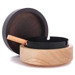 Portable Cool Ashtrays for Cigarettes Ash Tray with Lid FriyGardcn Wooden Ashtray with Cute Decorative Windproof Ash Tray for Home,Patio,Office,Outdoors,Indoor,Parties